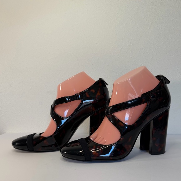 Tory Burch Amble Tortoise Patent Crisscross Pumps Size 9 - Picture 5 of 12
